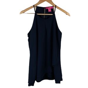 Catherine Malandrino Black Sleeveless Blouse with Eyelets Womens Size Small